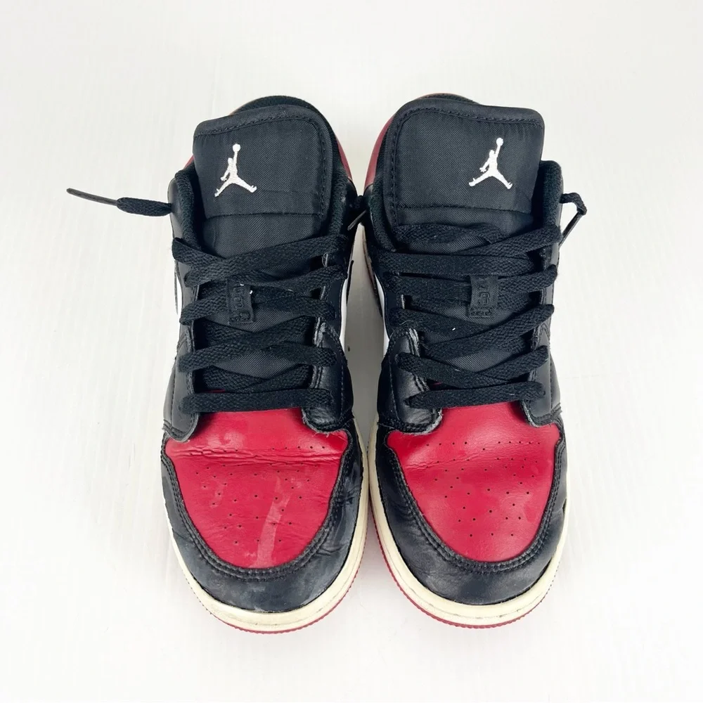 Nike Air Jordan 1 Low Bred Toe Black Red Athletic Sneakers Shoes Youth